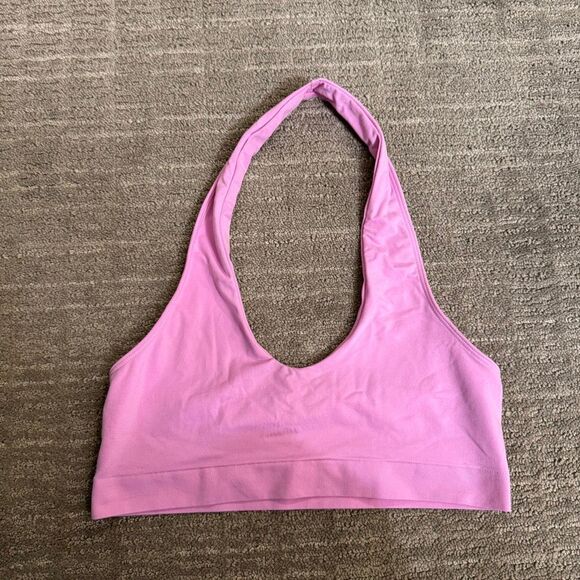 Free People Intimately Orchid Pink Seamless Stretchy Halter Crop Top XS/S - Picture 1 of 4